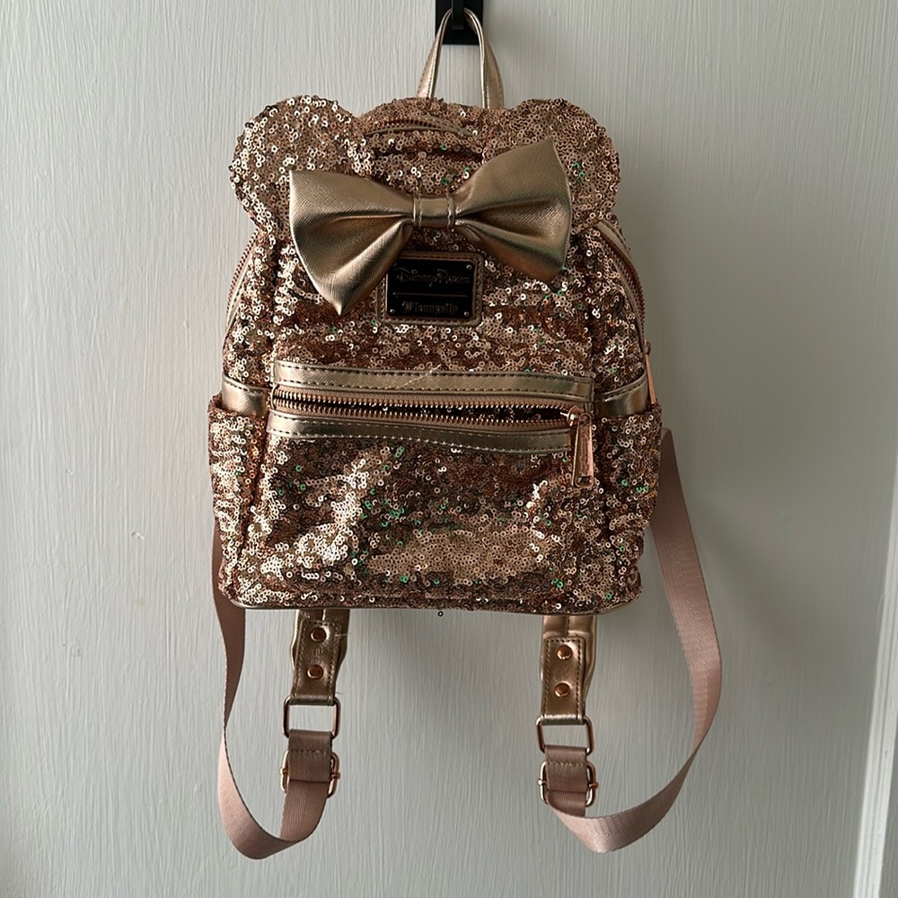 Disney Loungefly Rose Gold Sequin Backpack